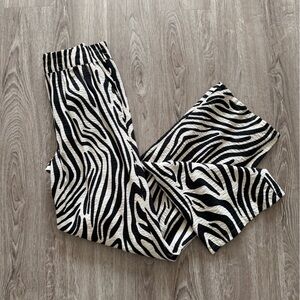 Zebra Print Wide Leg Pants